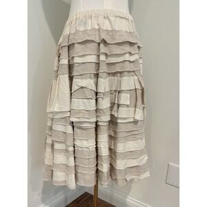 Ivan Grundahl Women's Beige Linen Cotton Tiered Skirt Lagenlook Sz 38 US 8 M